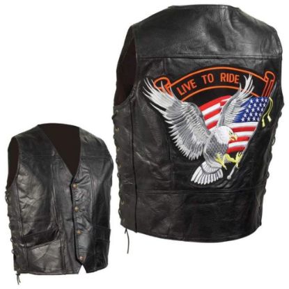 Picture of Bf Systems GFVEMBPT3X Diamond Plate Hand-Sewn Pebble Grain Genuine Leather Biker Vest (EA)