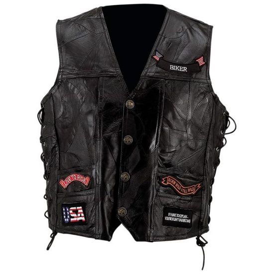 Picture of Bf Systems GFVBIK142X Diamond Plate  Rock Design Genuine Buffalo Leather Vest (EA)