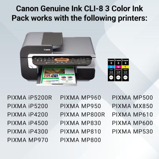 Picture of CNM CNMCLI8CLRPK CRTDGS;CLI-8;3 CLR PK (PK-3-EA)