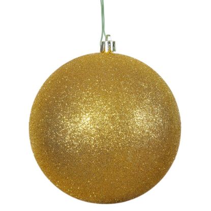 Picture of Vickerman N592530DG 10" Ant. Gold Glitter Ball Drilled Cap (EA)