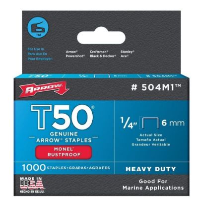 Picture of ARROW FASTENER CO LLC 504M1 STAPLE MONEL 1/4" BX1000 (PK-5-EA)