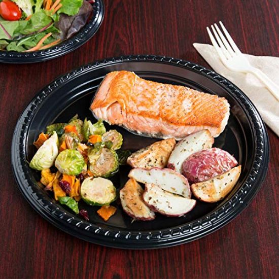 Picture of DART PS15E0099 Party Plastic Plates, 10 1/4", Black, 500/Carton (EA)