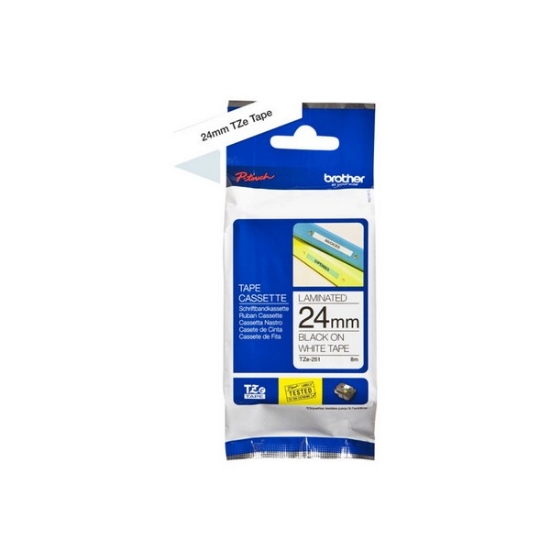 Picture of Tze Standard Adhesive Laminated Labeling Tape, 0.94" X 26.2 Ft, Black On White