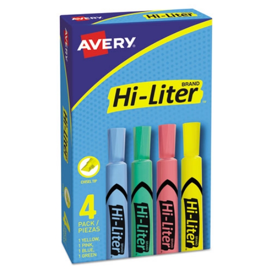 Picture of Hi-Liter Desk-Style Highlighters, Assorted Ink Colors, Chisel Tip, Assorted Barrel Colors, 4/set