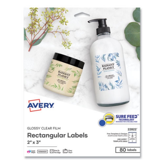 Picture of Print-To-The-Edge Labels With Sure Feed And Easy Peel, 2 X 3, Glossy Clear, 80/pack