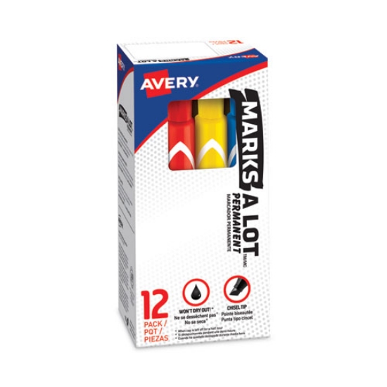 Picture of Marks A Lot Large Desk-Style Permanent Marker, Broad Chisel Tip, Assorted Colors, 12/set (24800)