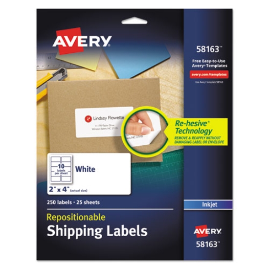 Picture of Repositionable Address Labels W/sure Feed, Inkjet/laser, 2 X 4, White, 250/box