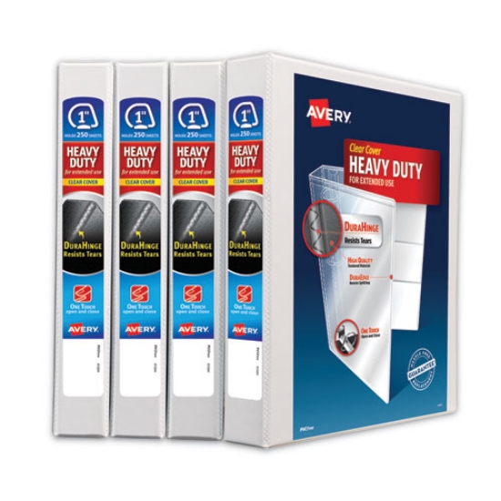 Picture of Heavy-Duty Non Stick View Binder With Durahinge And Slant Rings, 3 Rings, 1" Capacity, 11 X 8.5, White, 4/pack