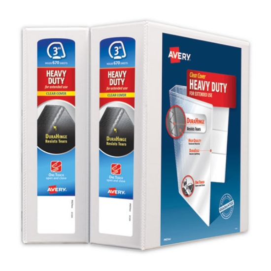 Picture of Heavy-Duty Non Stick View Binder With Durahinge And Slant Rings, 3 Rings, 3" Capacity, 11 X 8.5, White, 2/pack