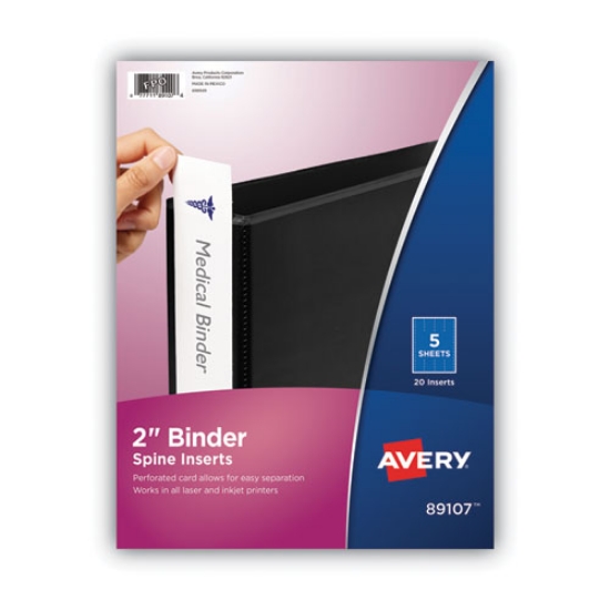 Picture of Binder Spine Inserts, 2" Spine Width, 4 Inserts/sheet, 5 Sheets/pack