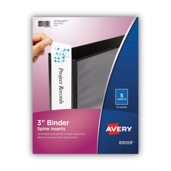 Picture of Binder Spine Inserts, 3" Spine Width, 3 Inserts/sheet, 5 Sheets/pack