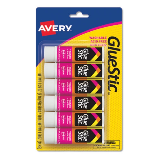 Picture of Permanent Glue Stic Value Pack, 0.26 Oz, Applies White, Dries Clear, 6/pack