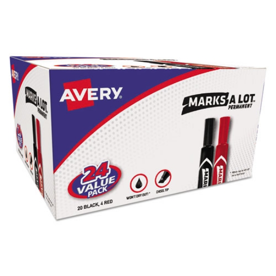 Picture of Marks A Lot Regular Desk-Style Permanent Marker Value Pack, Broad Chisel Tip, Assorted Colors, 24/pack (98187)