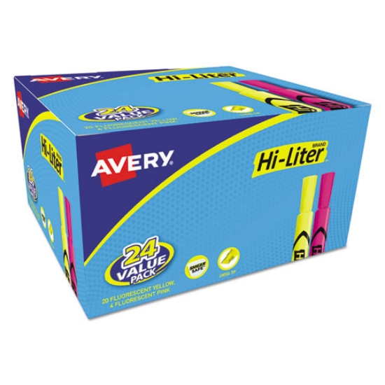 Picture of Hi-Liter Desk-Style Highlighter Value Pack, Assorted Ink Colors, Chisel Tip, Assorted Barrel Colors, 24/pack