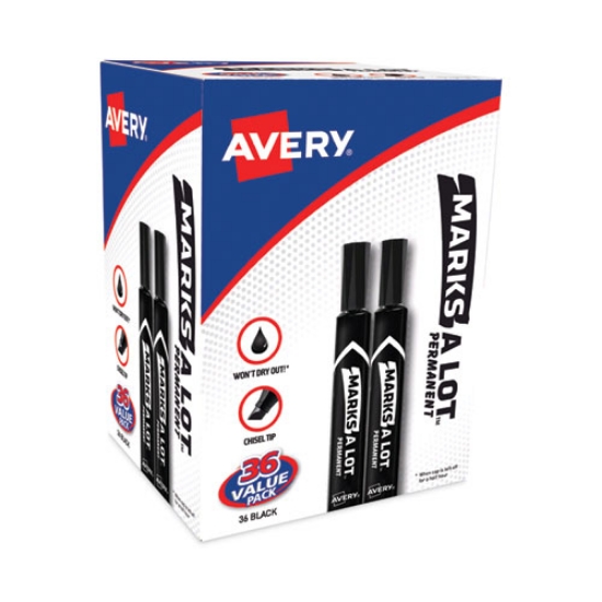 Picture of Marks A Lot Large Desk-Style Permanent Marker Value Pack, Broad Chisel Tip, Black, 36/pack (98206)