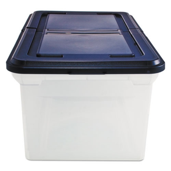 Picture of Extra-Capacity 28" File Tote, Letter Files, 23.25" X 14.25" X 10.63", Clear/navy