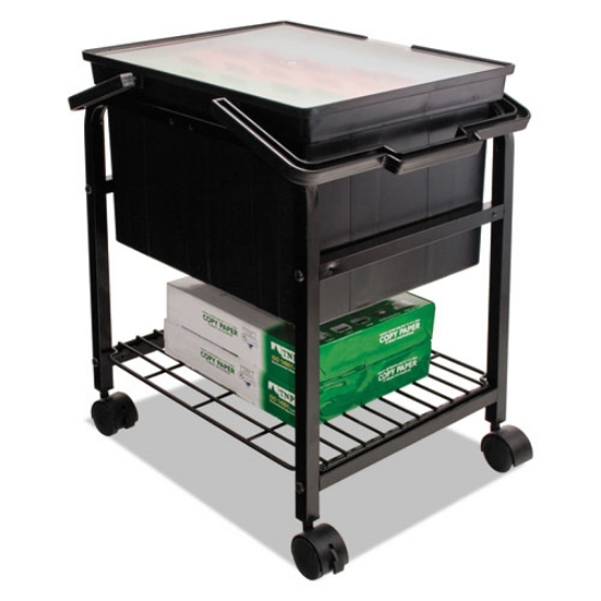Picture of heavy-duty file shuttle, metal, 1 shelf, 17.13" x 14.25" x 20", black