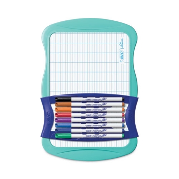 Picture of Intensity Dry Erase Board and Markers Kit, 7.8 x 11.8, White Surface, Blue Plastic Frame