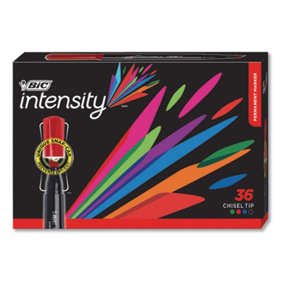 Picture of Intensity Chisel Tip Permanent Marker Value Pack, Broad Chisel Tip, Assorted Colors, 36/pack