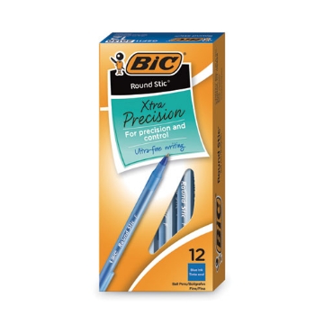 Picture of Round Stic Xtra Precision Ballpoint Pen, Stick, Fine 0.8 Mm, Blue Ink, Translucent Blue Barrel, Dozen
