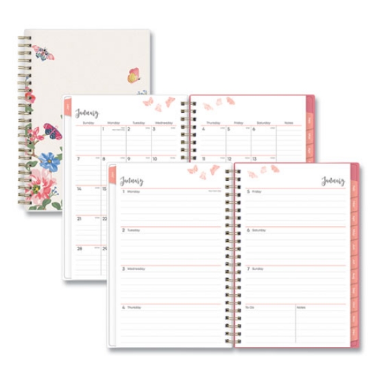 Picture of Fly By Frosted Weekly/Monthly Planner, Fly By Butterflies Artwork, 8 x 5, Blush/Pink Cover, 12-Month (Jan to Dec): 2024