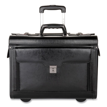 Picture of Catalog Case on Wheels, Fits Devices Up to 17.3", Leather, 19 x 9 x 15.5, Black