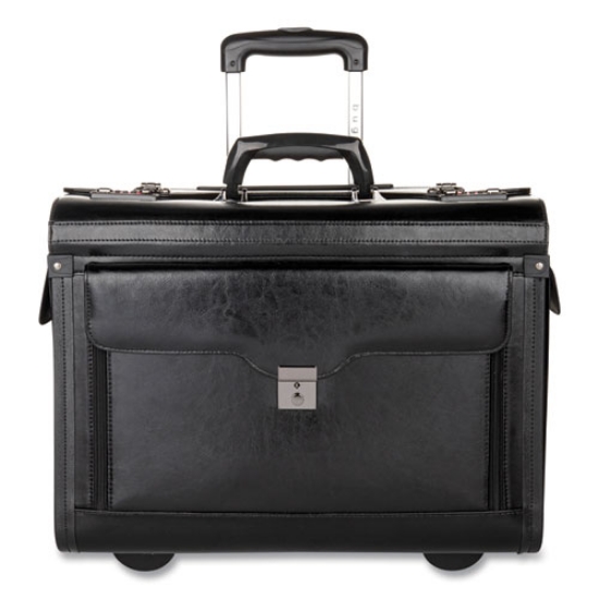 Picture of Catalog Case on Wheels, Fits Devices Up to 17.3", Leather, 19 x 9 x 15.5, Black