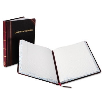 Picture of Laboratory Notebook, Data/Lab-Record Format, Black/Red Cover, (150) 10.38 x 8.13 Sheets