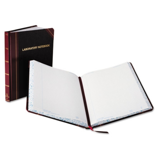 Picture of Laboratory Notebook, Data/Lab-Record Format, Black/Red Cover, (150) 10.38 x 8.13 Sheets