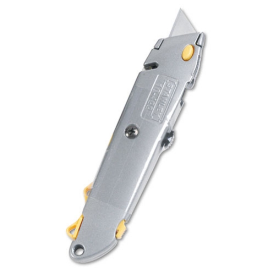 Picture of Quick-Change Utility Knife with Twine Cutter and (3) Retractable Blades, 6" Metal Handle, Gray
