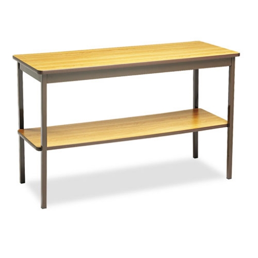 Picture of Utility Table With Bottom Shelf, Rectangular, 48w X 18d X 30h, Oak/brown