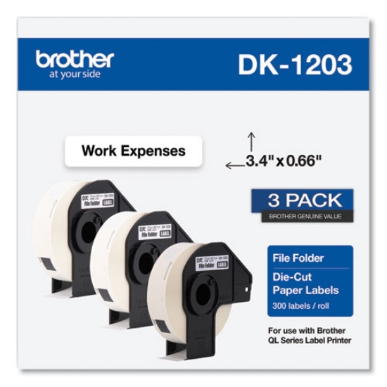 Picture of Die-Cut File Folder Labels, 0.66 x 3.4, White, 300 Labels/Roll, 3 Rolls/Pack