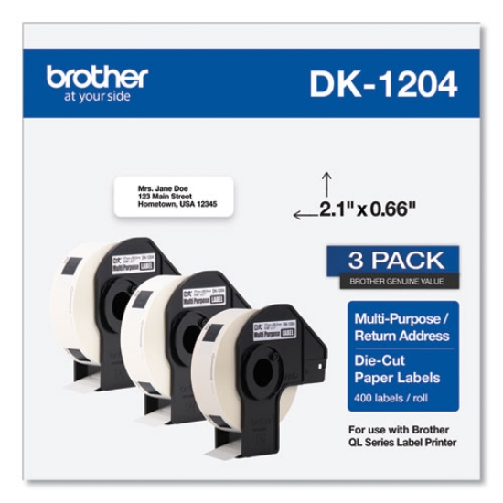 Picture of Die-Cut Multipurpose Labels, 0.66 x 3.4, White, 400 Labels/Roll, 3 Rolls/Pack