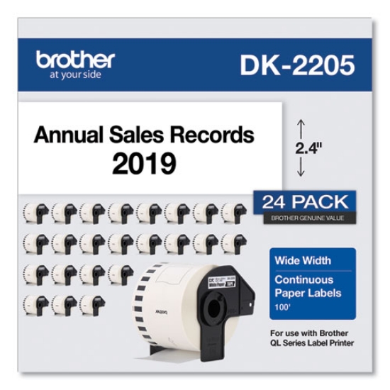 Picture of Continuous Paper Label Tape, 2.4" X 100 Ft, White, 24 Rolls/pack