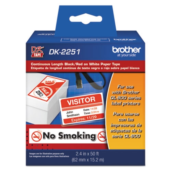 Picture of Continuous Paper Label Tape, 2.4" X 50 Ft, Black/white