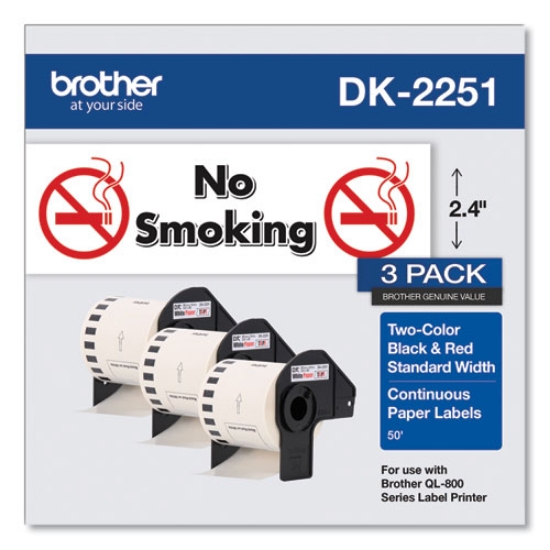 Picture of Continuous Paper Label Tape, 2.44" X 50 Ft, White, 3 Rolls/pack