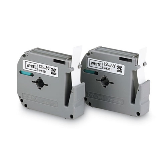Picture of M Series Tape Cartridges For P-Touch Labelers, 0.47" X 26.2 Ft, Black On White, 2/pack
