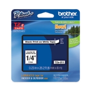 Picture of Tze Standard Adhesive Laminated Labeling Tape, 0.23" X 26.2 Ft, Black On White