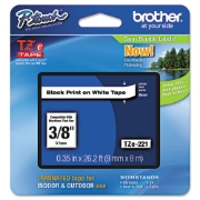 Picture of Tze Standard Adhesive Laminated Labeling Tape, 0.35" X 26.2 Ft, Black On White