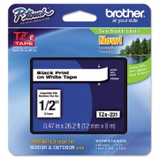 Picture of Tze Standard Adhesive Laminated Labeling Tape, 0.47" X 26.2 Ft, Black On White