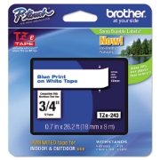 Picture of Tze Standard Adhesive Laminated Labeling Tape, 0.7" X 26.2 Ft, Blue On White