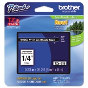 Picture of Tze Standard Adhesive Laminated Labeling Tape, 0.23" X 26.2 Ft, White On Black