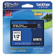 Picture of Tze Standard Adhesive Laminated Labeling Tape, 0.47" X 26.2 Ft, White On Black