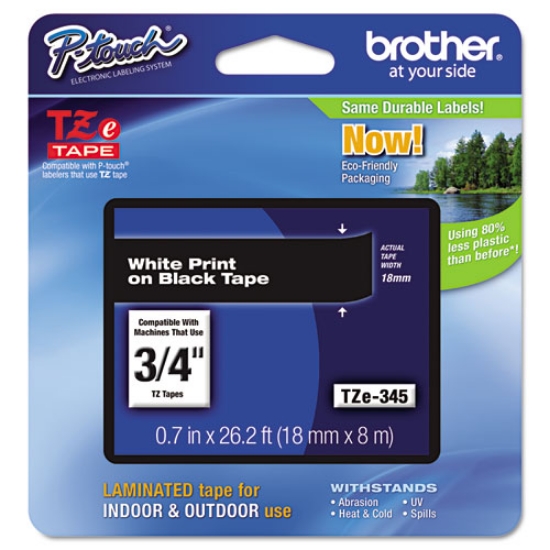 Picture of Tze Standard Adhesive Laminated Labeling Tape, 0.7" X 26.2 Ft, White On Black