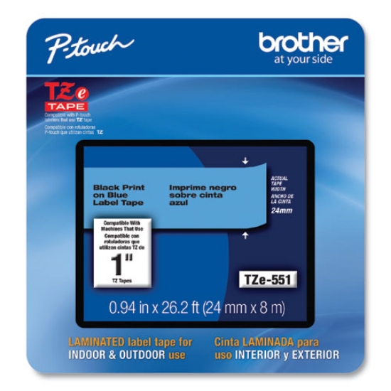 Picture of Tze Laminated Removable Label Tapes, 0.94" X 26.2 Ft, Black On Blue