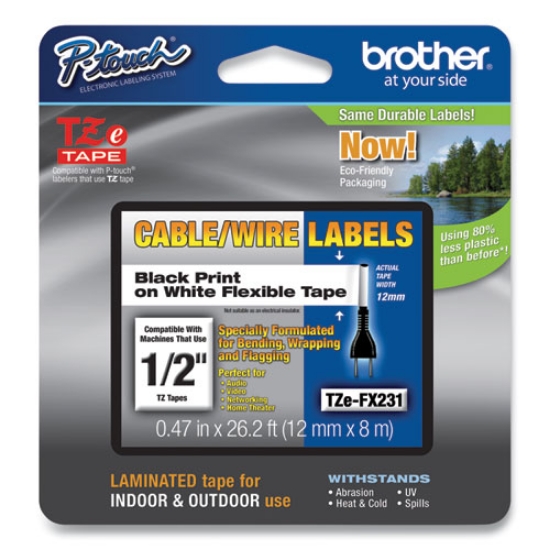 Picture of Flexible Id Tape, 0.47" X 26.2 Ft, Black On White