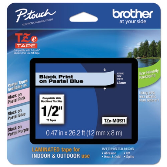 Picture of Tz Standard Adhesive Laminated Labeling Tape, 0.47" X 26.2 Ft, Pastel Blue