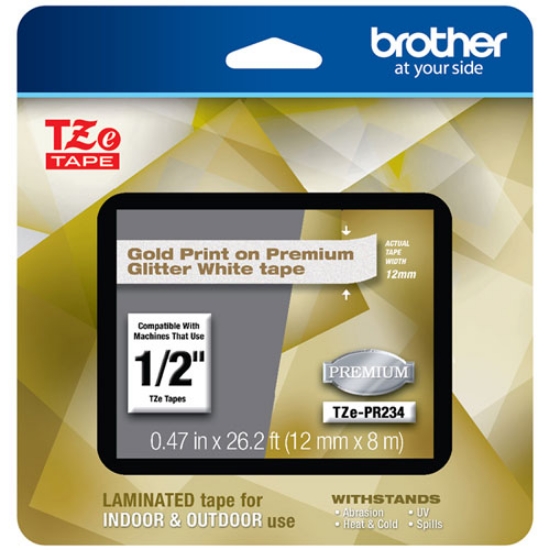 Picture of Tze Premium Laminated Tape, 0.94" X 26.2 Ft, Gold On White