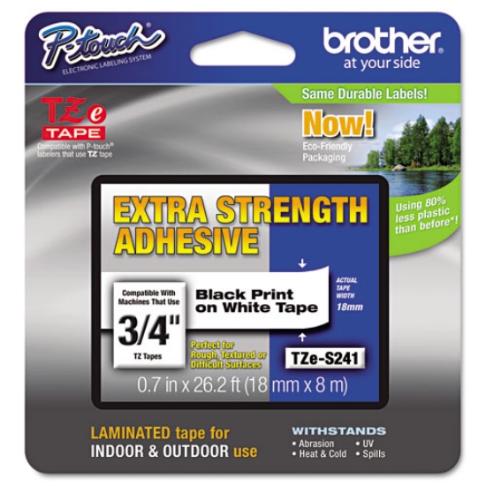 Picture of Tze Extra-Strength Adhesive Laminated Labeling Tape, 0.7" X 26.2 Ft, Black On White
