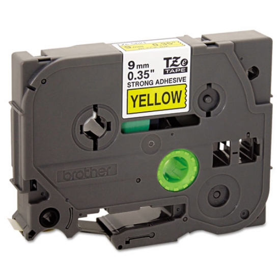 Picture of Tze Extra-Strength Adhesive Laminated Labeling Tape, 0.35" X 26.2 Ft, Black On Yellow
